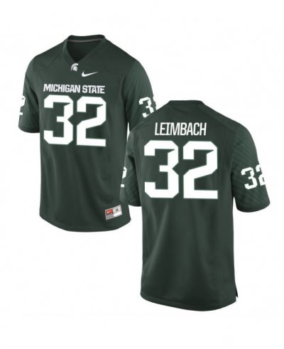 Men's Michigan State Spartans NCAA #32 Zac Leimbach Green Authentic Nike Stitched College Football Jersey DI32U14JJ